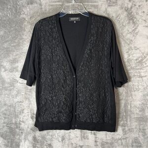 Elegant Black Lace Cardigan Sweater